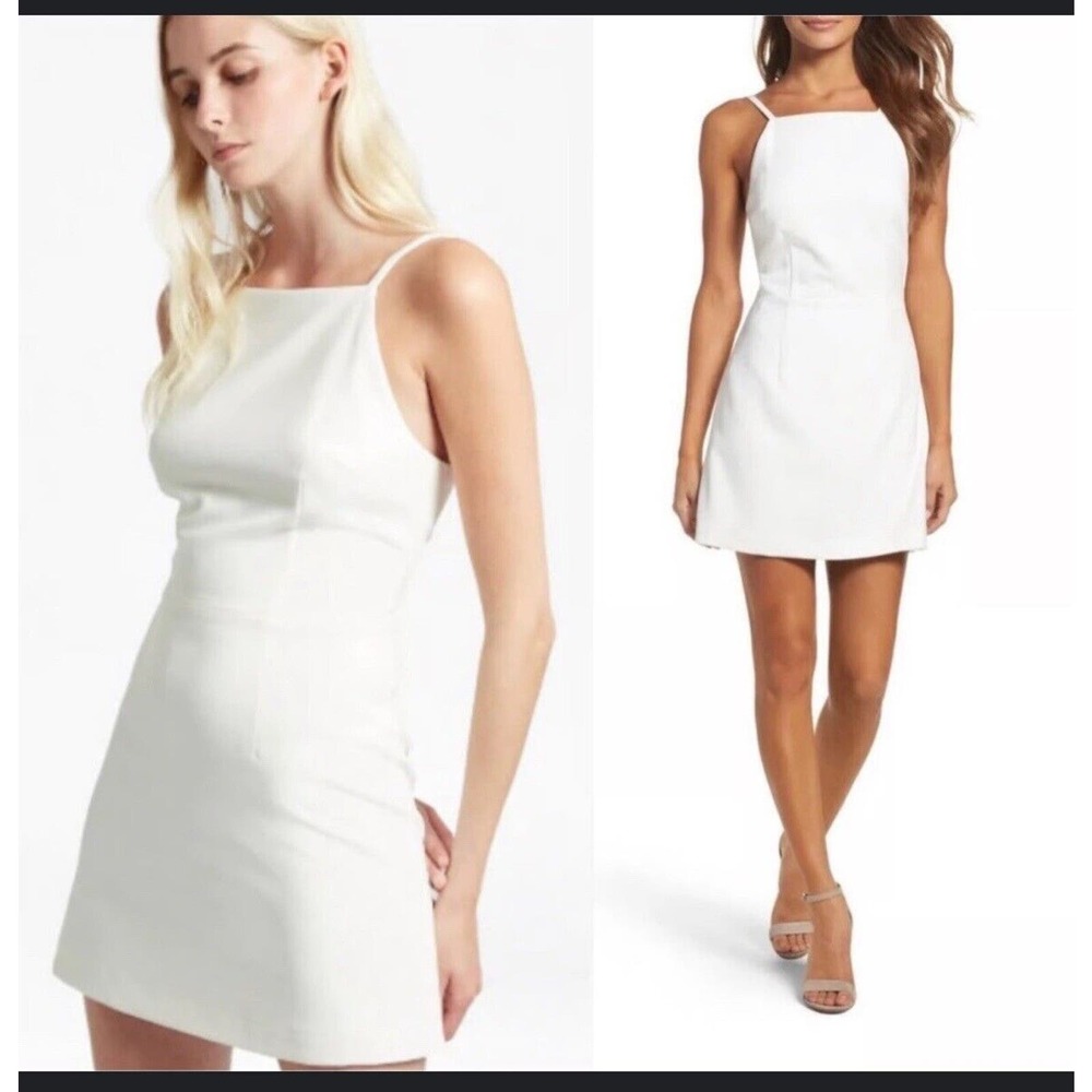French connection whisper light square neck white dress size 10 T0681